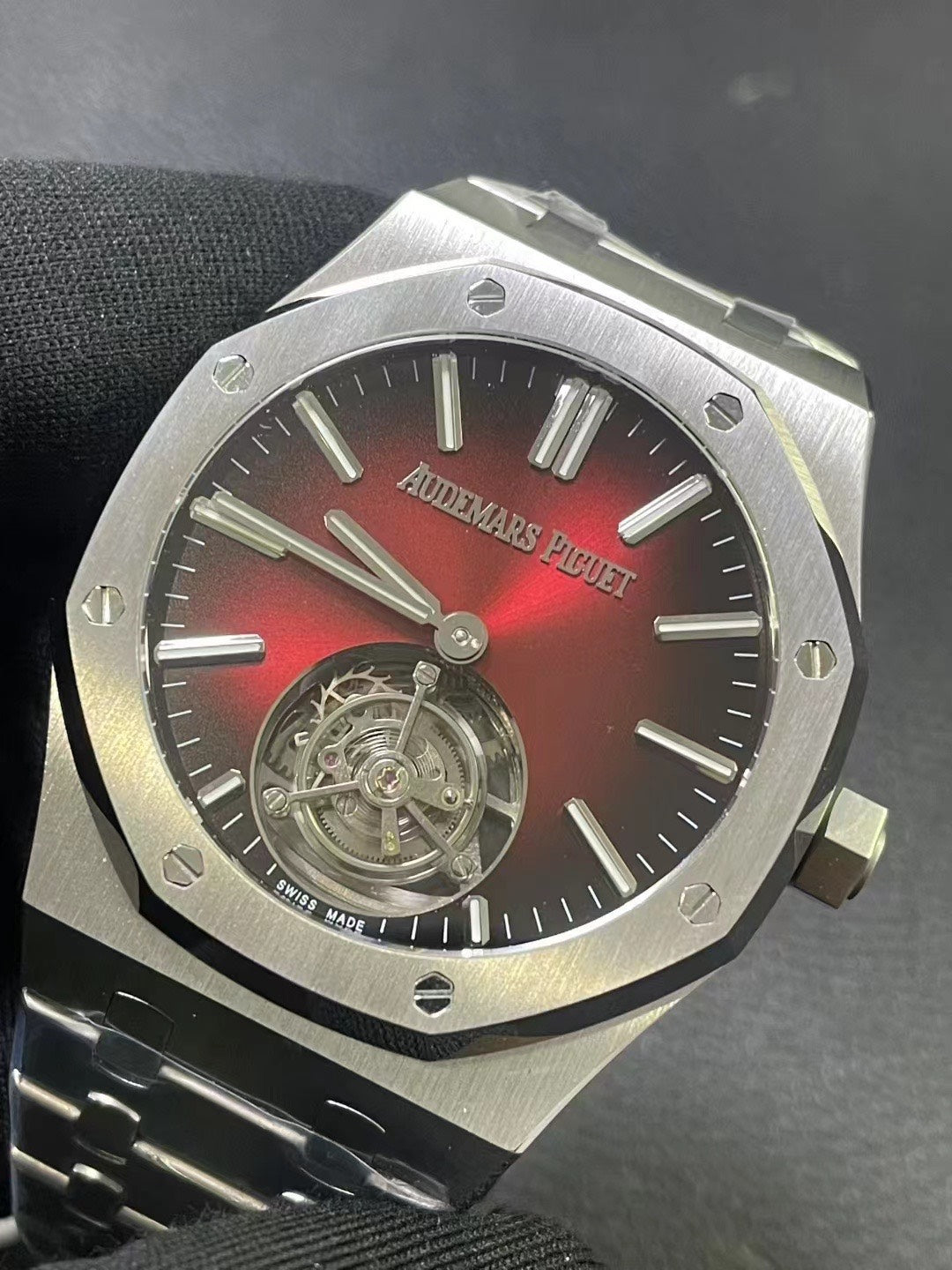 Audemars Piguet Royal Oak Selfwinding Flying Tourbillon 41mm Stainless Steel with Smoked Burgundy Dial