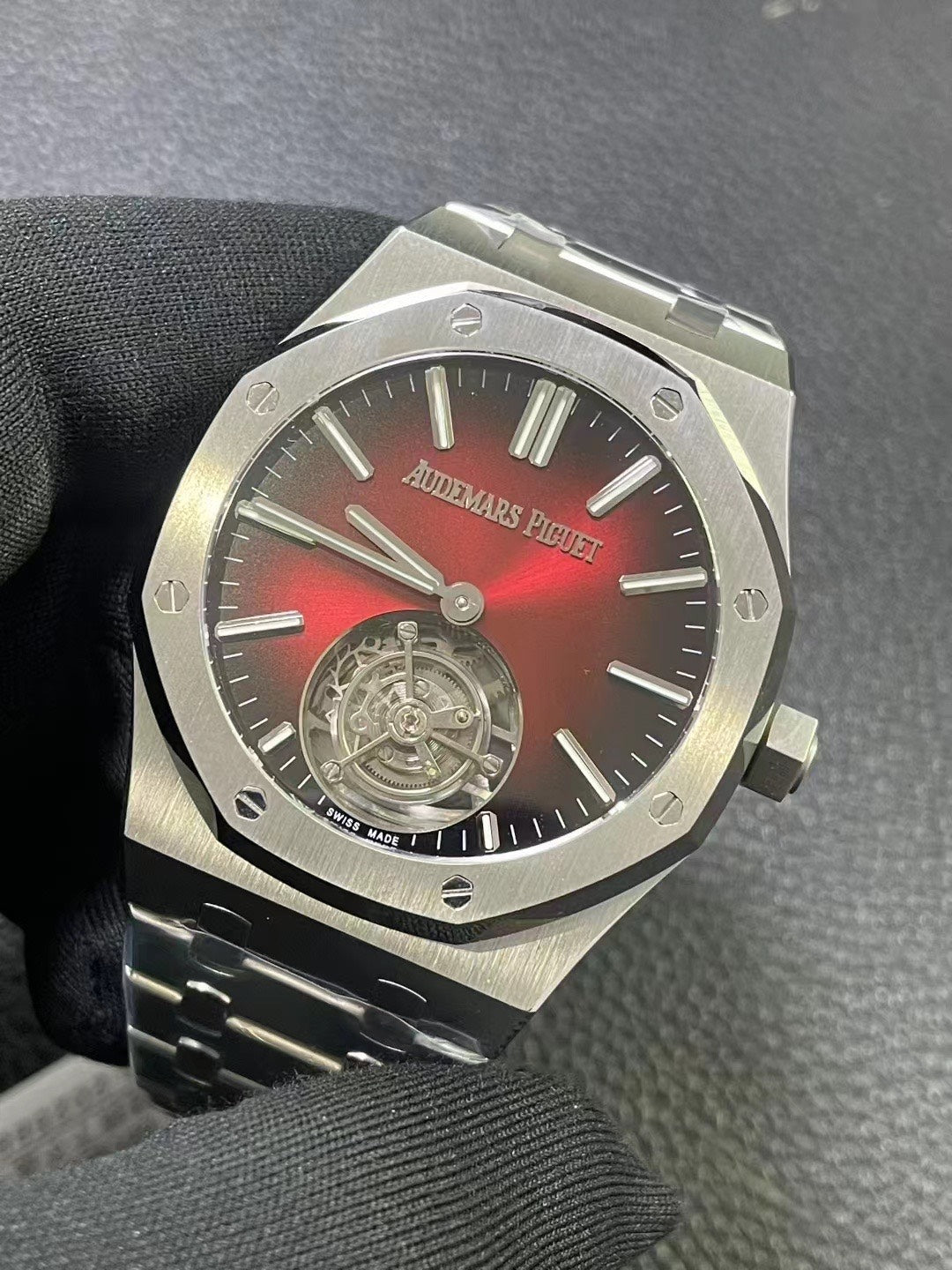 Audemars Piguet Royal Oak Selfwinding Flying Tourbillon 41mm Stainless Steel with Smoked Burgundy Dial