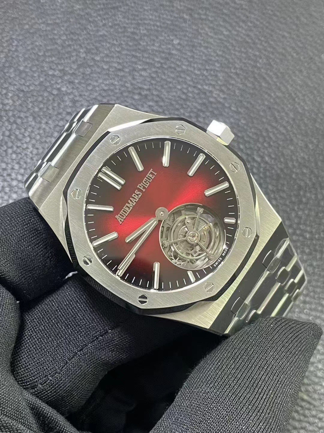 Audemars Piguet Royal Oak Selfwinding Flying Tourbillon 41mm Stainless Steel with Smoked Burgundy Dial