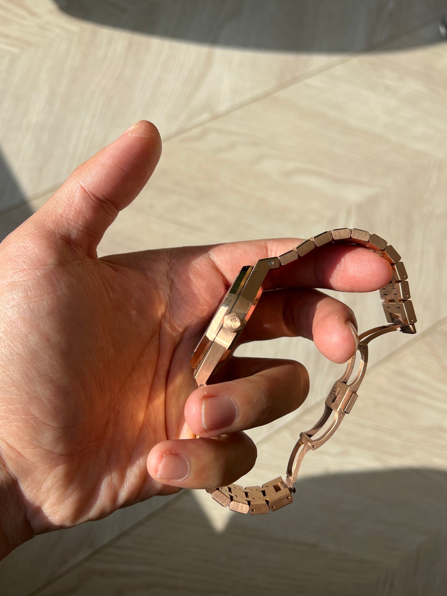 Audemars Piguet Royal Oak Frosted Pink Gold Rainbow Sapphire Watch