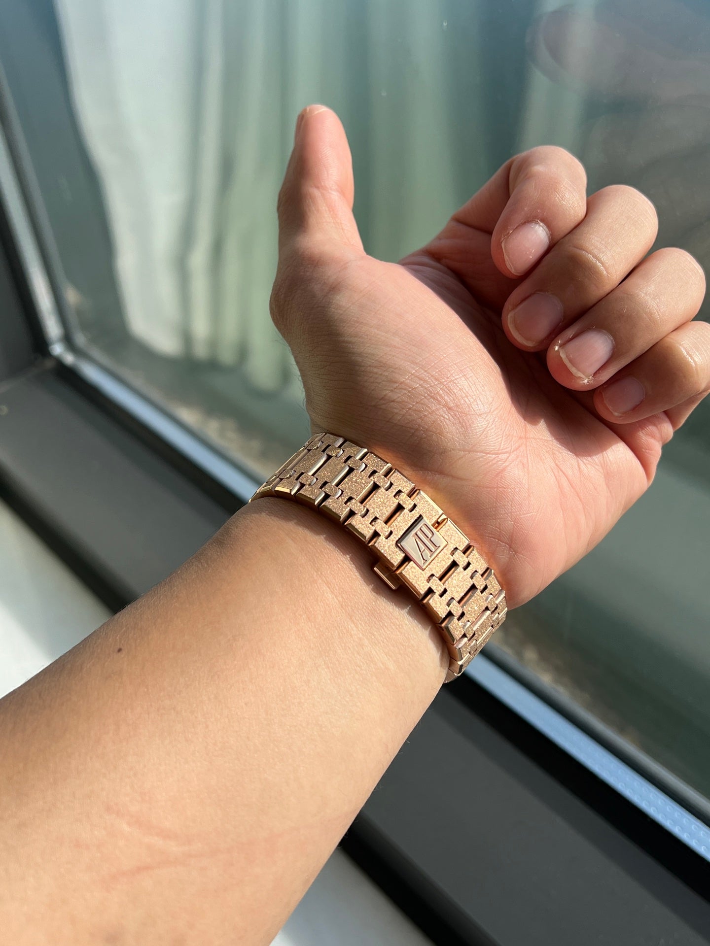 Audemars Piguet Royal Oak Frosted Pink Gold Rainbow Sapphire Watch