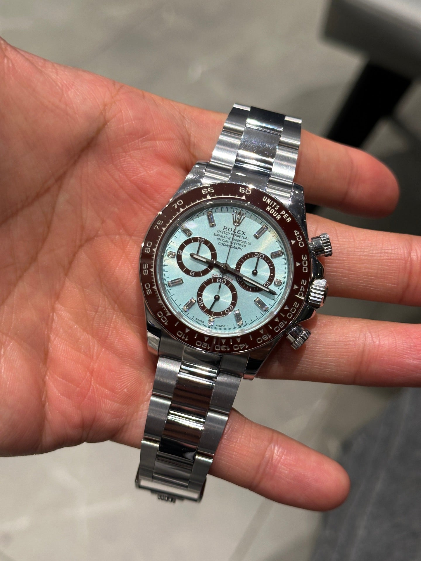 Rolex Daytona Platinum Ice Blue Dial Cerachrom Bezel Watch