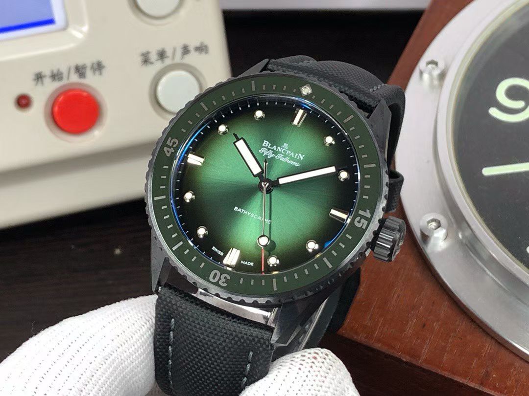 Blancpain Fifty Fathoms Bathyscaphe – Green Dial, Black Ceramic Case