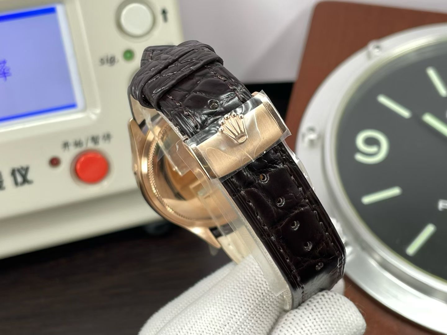 Rolex Cellini Moonphase 50535 – 18k Everose Gold with White Dial & Brown Leather Strap