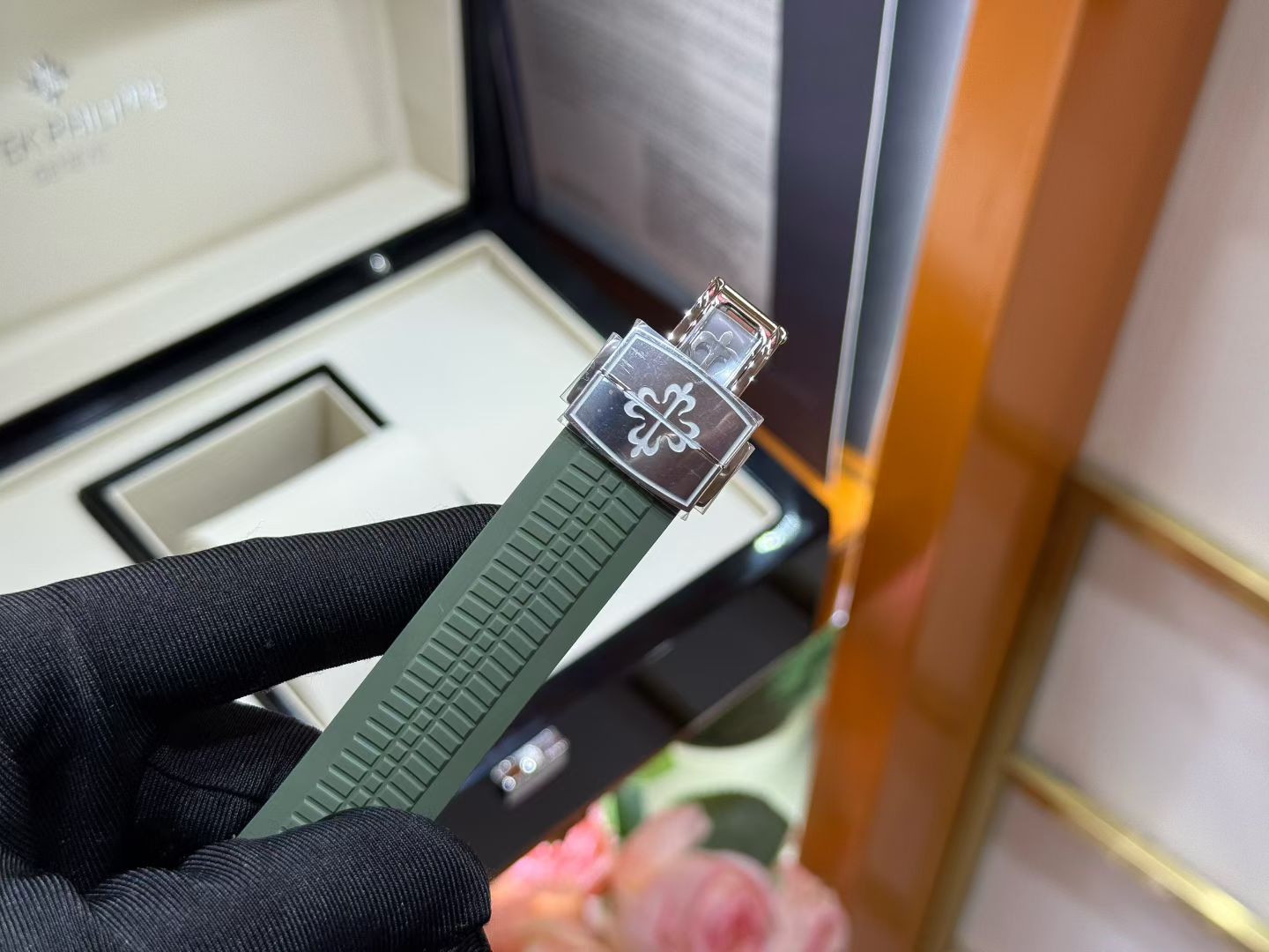 Patek Philippe Aquanaut 5168G White Gold Khaki Green Dial Watch