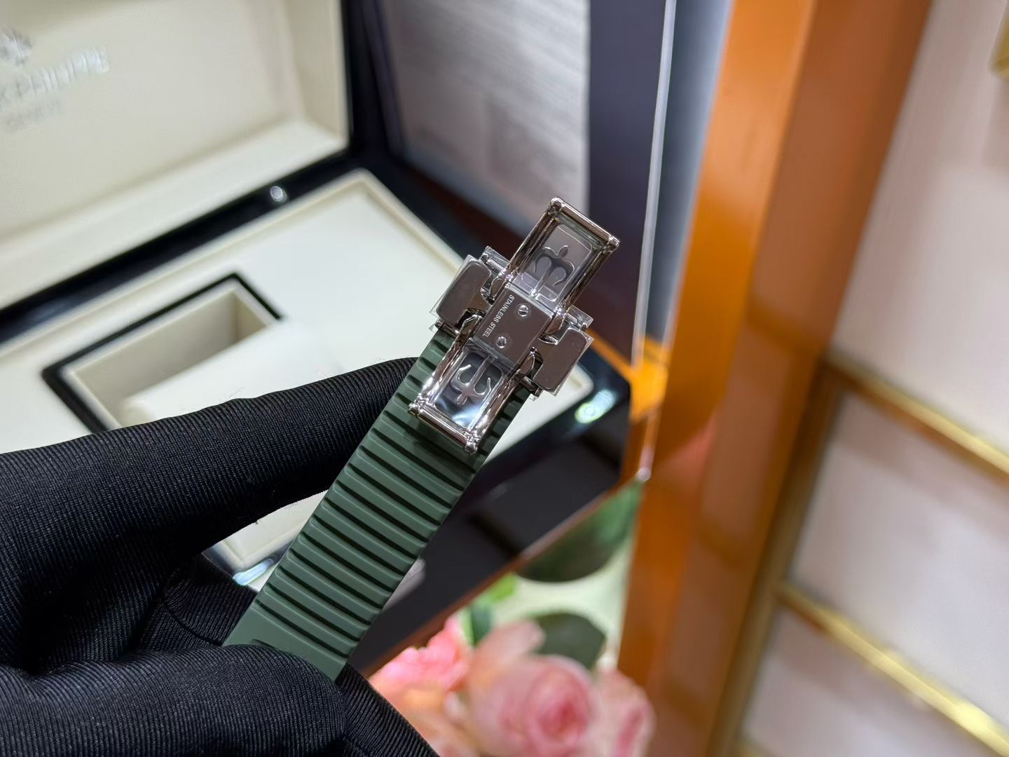 Patek Philippe Aquanaut 5168G White Gold Khaki Green Dial Watch