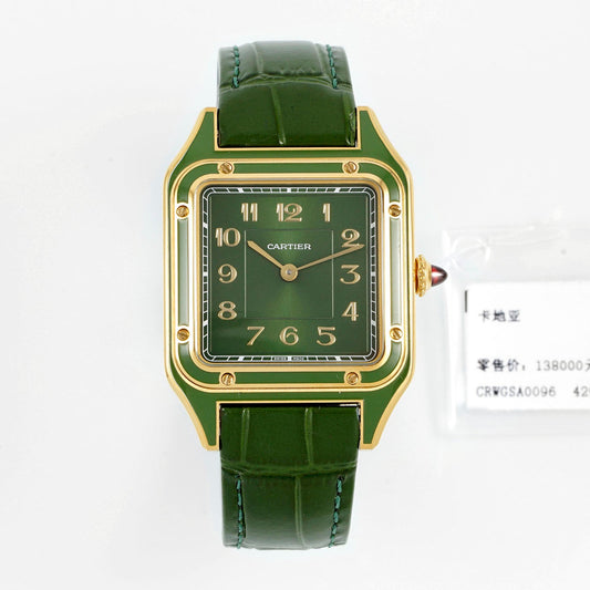 Limited Edition Cartier Santos-Dumont Large Model – Platinum Case, Sunburst Lacquered Dial, Alligator Strap