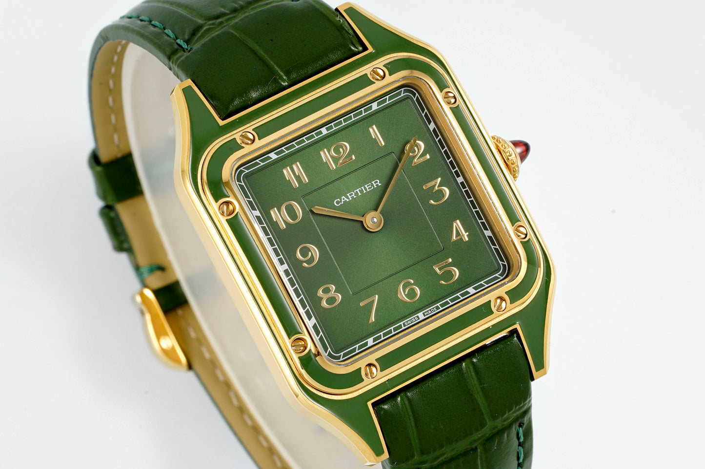 Limited Edition Cartier Santos-Dumont Large Model – Platinum Case, Sunburst Lacquered Dial, Alligator Strap