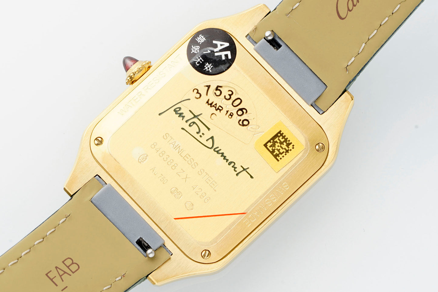 Limited Edition Cartier Santos-Dumont Large Model – Platinum Case, Sunburst Lacquered Dial, Alligator Strap