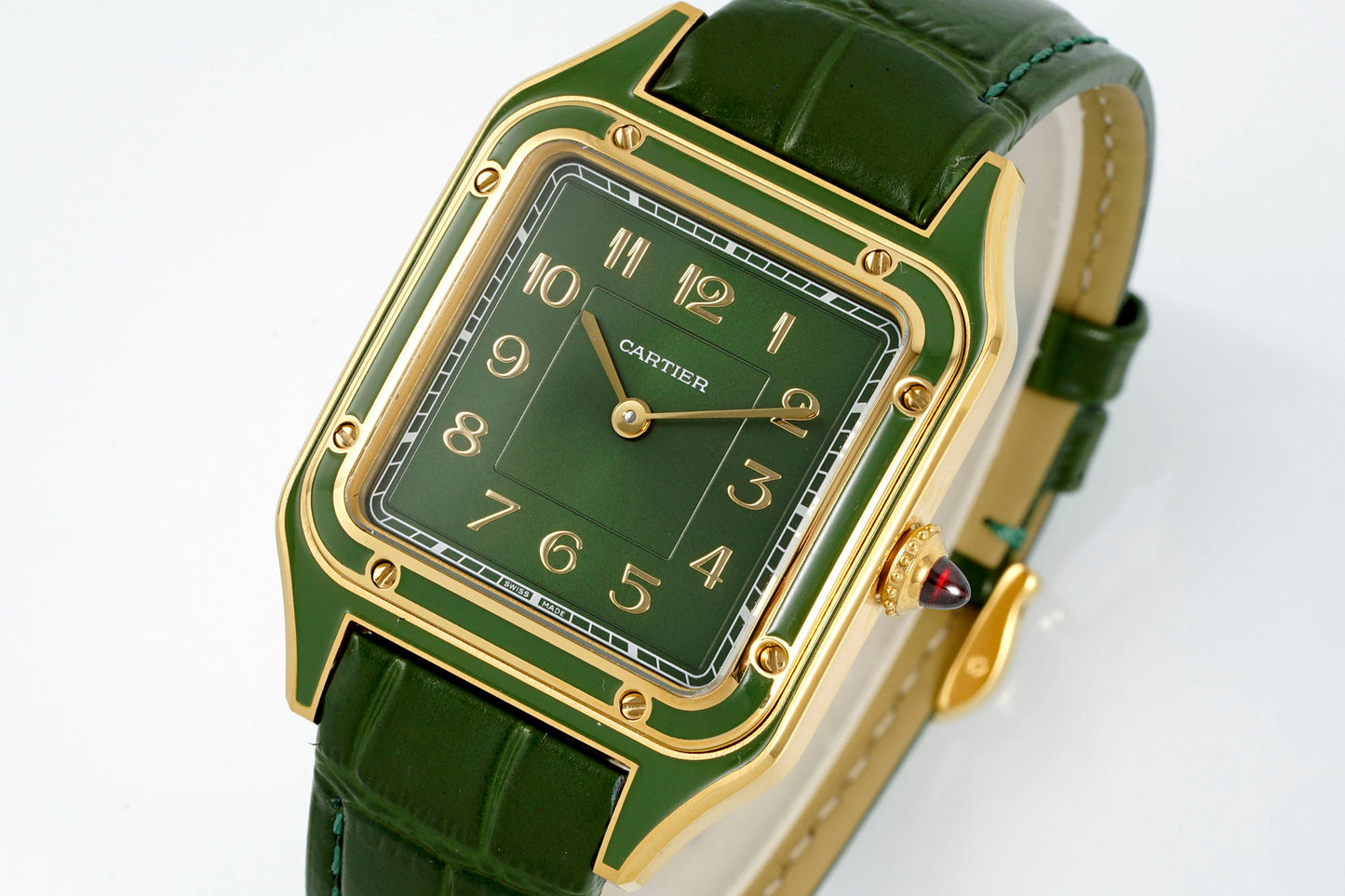 Limited Edition Cartier Santos-Dumont Large Model – Platinum Case, Sunburst Lacquered Dial, Alligator Strap