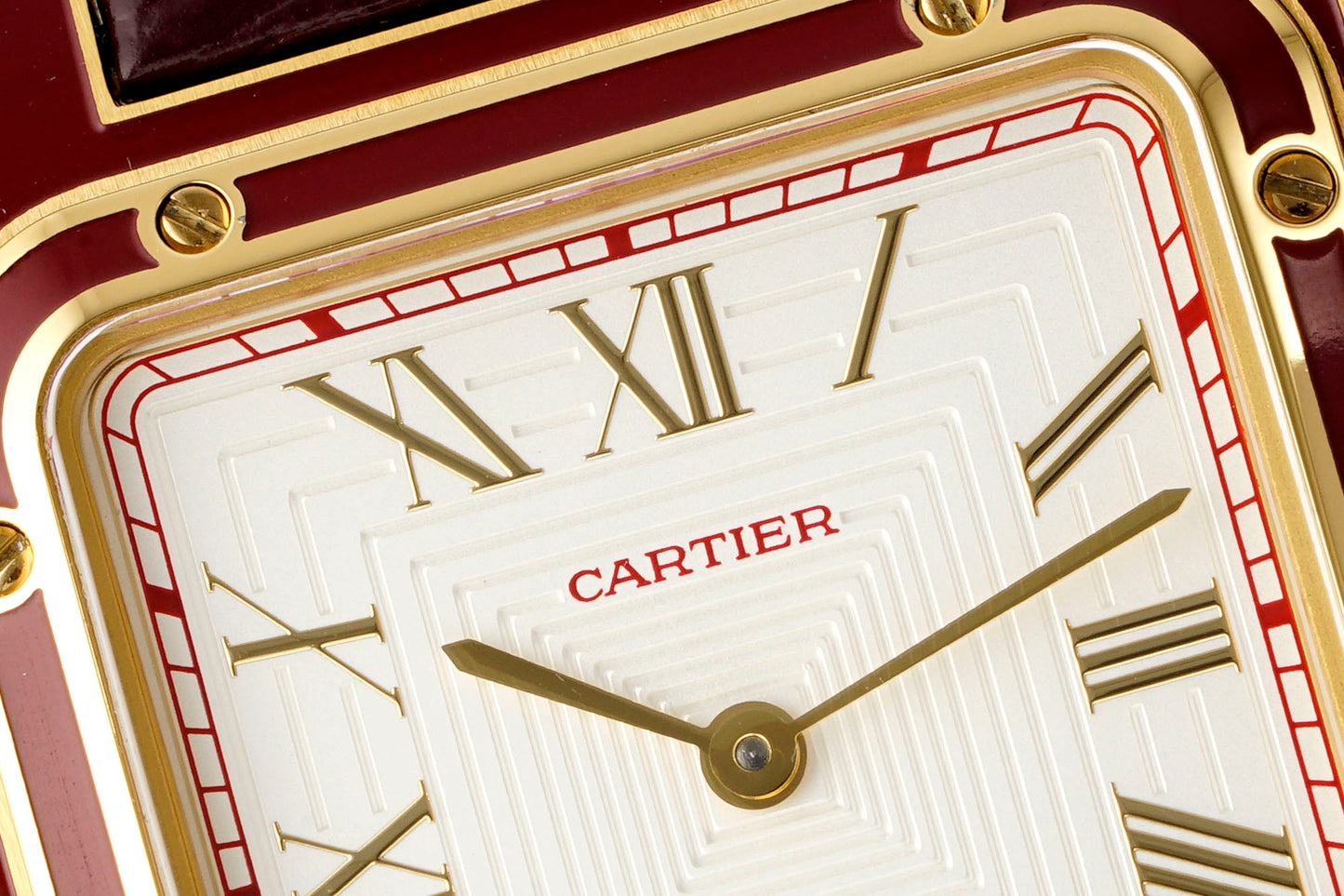Limited Edition Cartier Santos-Dumont Large Model – Platinum Case, Sunburst Lacquered Dial, Alligator Strap