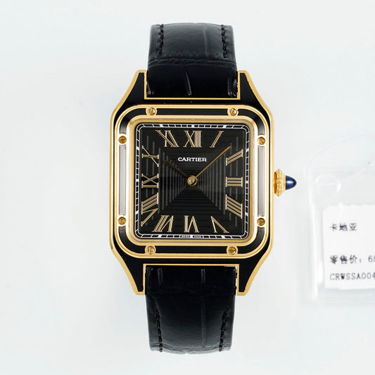 Limited Edition Cartier Santos-Dumont Large Model – Platinum Case, Sunburst Lacquered Dial, Alligator Strap