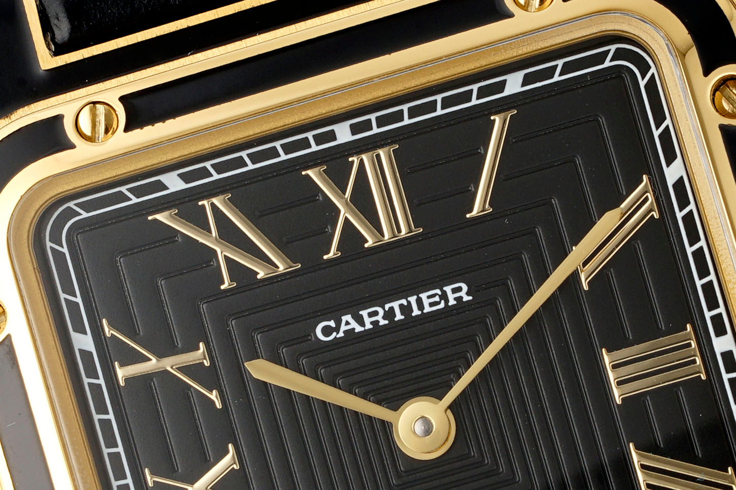 Limited Edition Cartier Santos-Dumont Large Model – Platinum Case, Sunburst Lacquered Dial, Alligator Strap