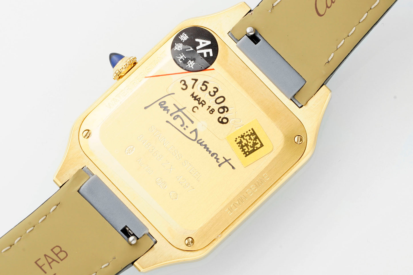 Limited Edition Cartier Santos-Dumont Large Model – Platinum Case, Sunburst Lacquered Dial, Alligator Strap