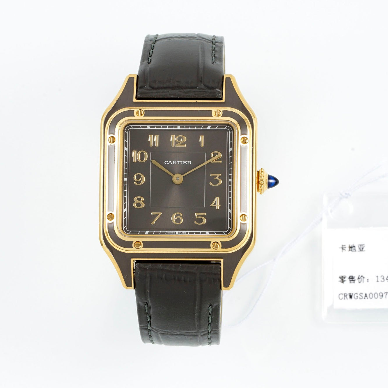 Limited Edition Cartier Santos-Dumont Large Model – Platinum Case, Sunburst Lacquered Dial, Alligator Strap