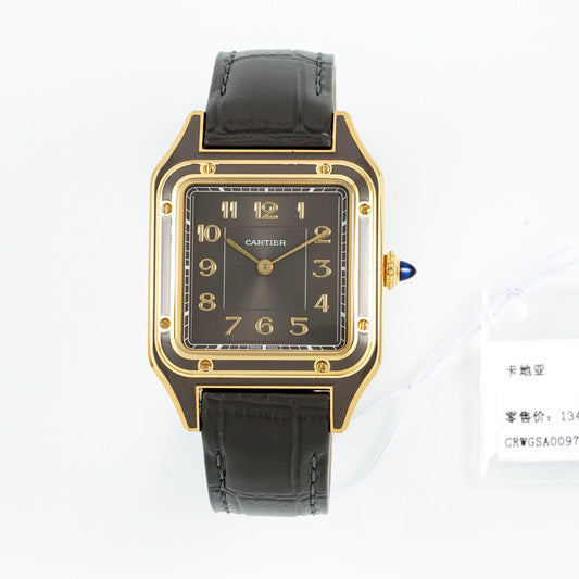 Limited Edition Cartier Santos-Dumont Large Model – Platinum Case, Sunburst Lacquered Dial, Alligator Strap