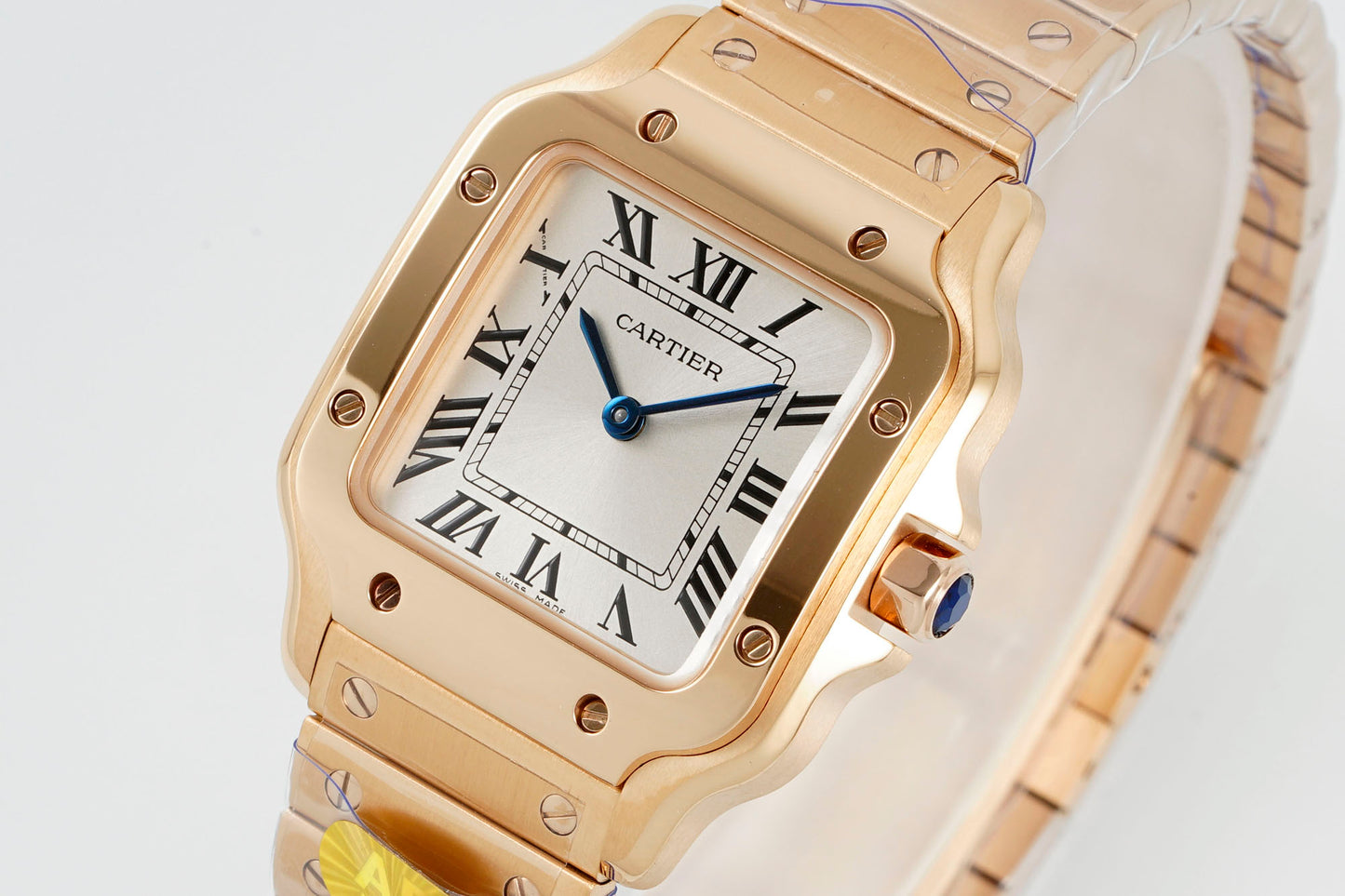 Cartier Santos de Cartier Medium Model – 18K Rose Gold with Silvered Opaline Dial