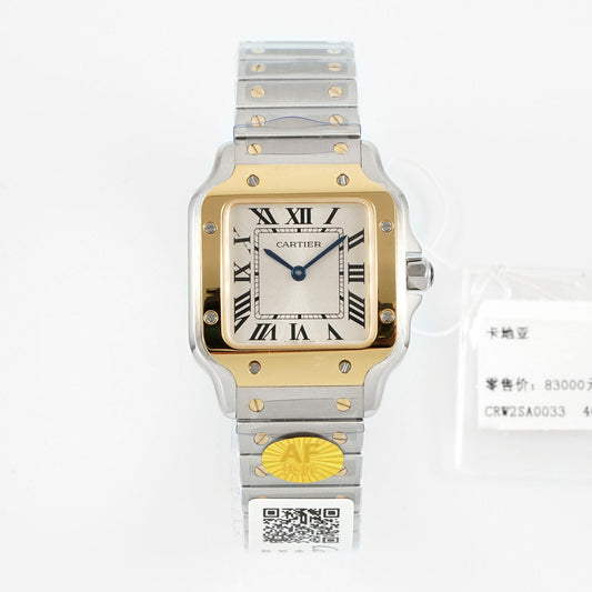 Santos de Cartier Two-Tone Watch – Steel Case with Yellow Gold Bezel & Bracelet