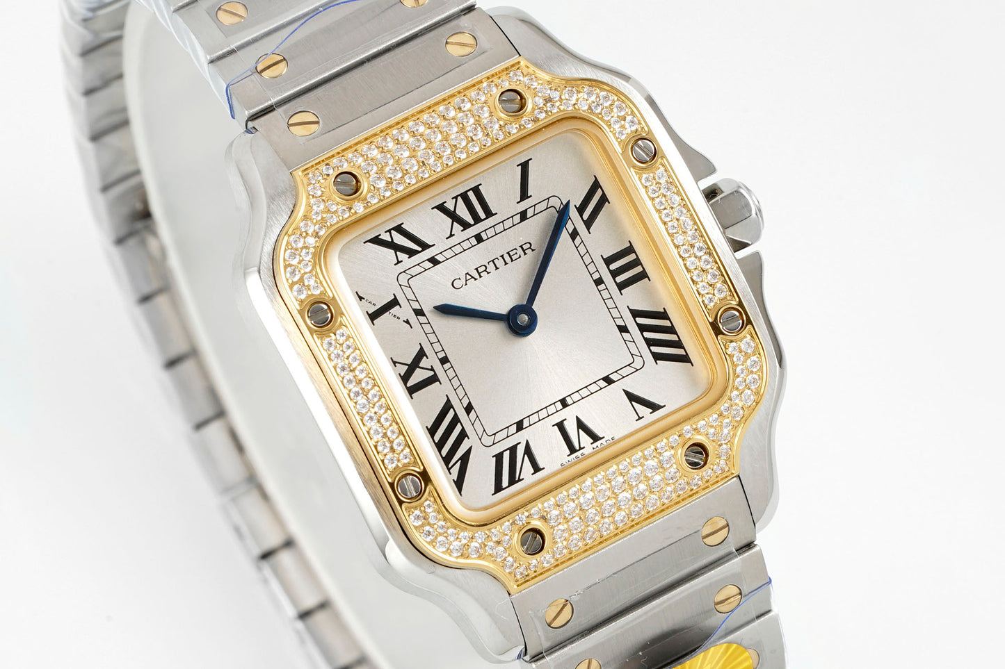Cartier Santos de Cartier Medium W3SA0007 – Steel & 18K Yellow Gold Diamond-Set Bezel