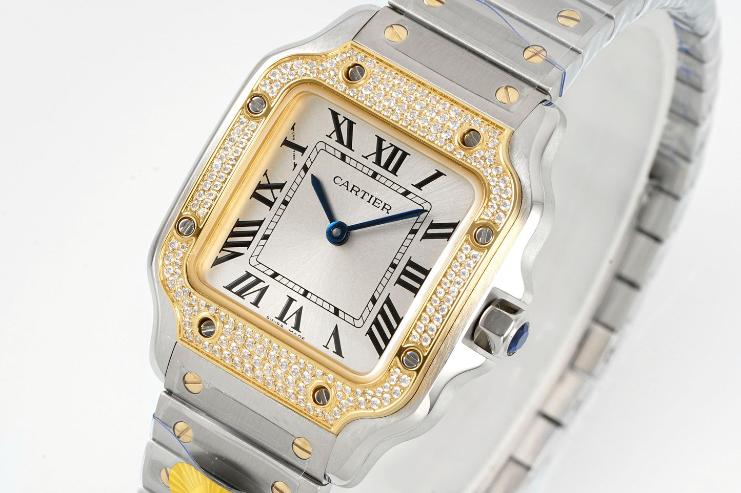 Cartier Santos de Cartier Medium W3SA0007 – Steel & 18K Yellow Gold Diamond-Set Bezel