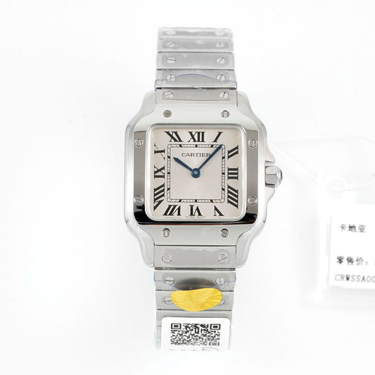 Cartier Santos de Cartier WSSA0082 – Stainless Steel Watch with Silver Dial & Blue Hands