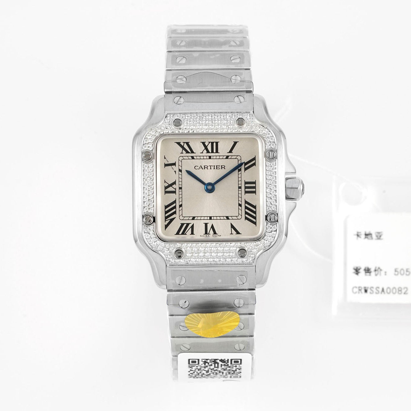 Cartier Santos de Cartier Medium W4SA0005 – Stainless Steel Diamond-Set Case