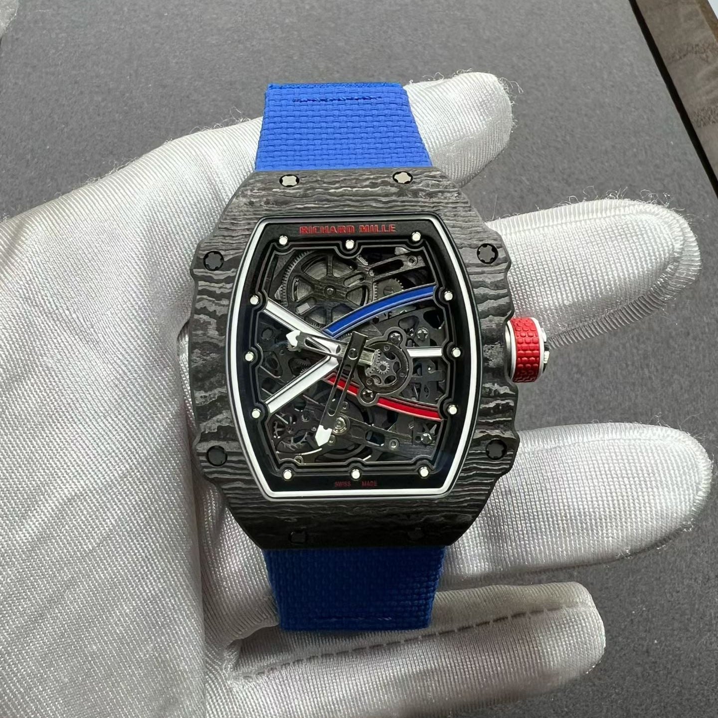 Richard Mille RM 67-02 Sébastien Ogier – Automatic Extra Flat, Carbon TPT Case, Blue Textile Strap