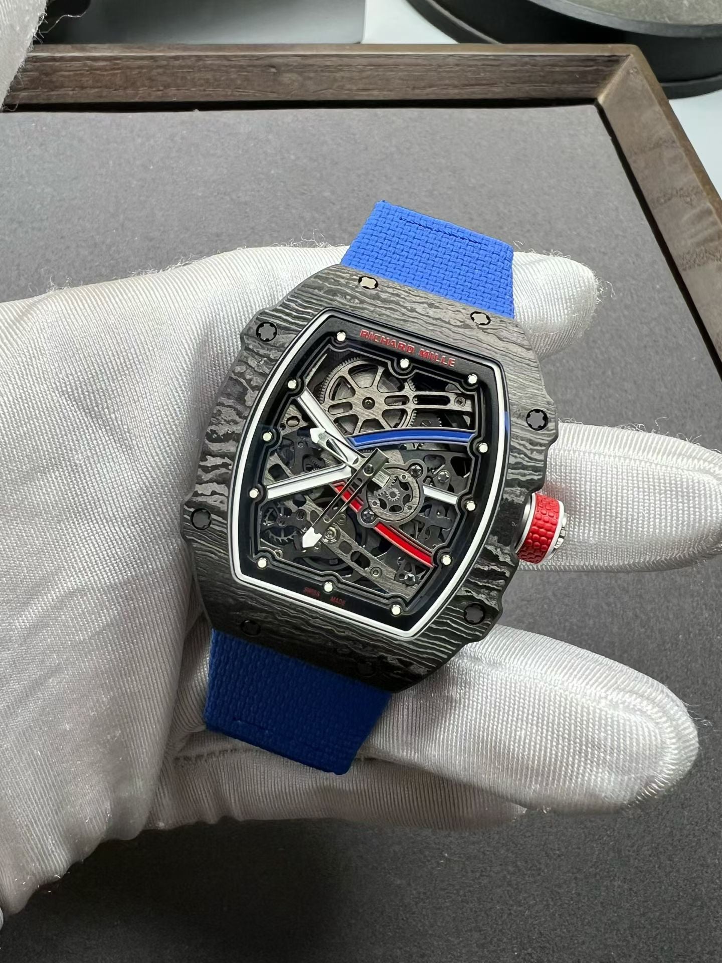 Richard Mille RM 67-02 Sébastien Ogier – Automatic Extra Flat, Carbon TPT Case, Blue Textile Strap