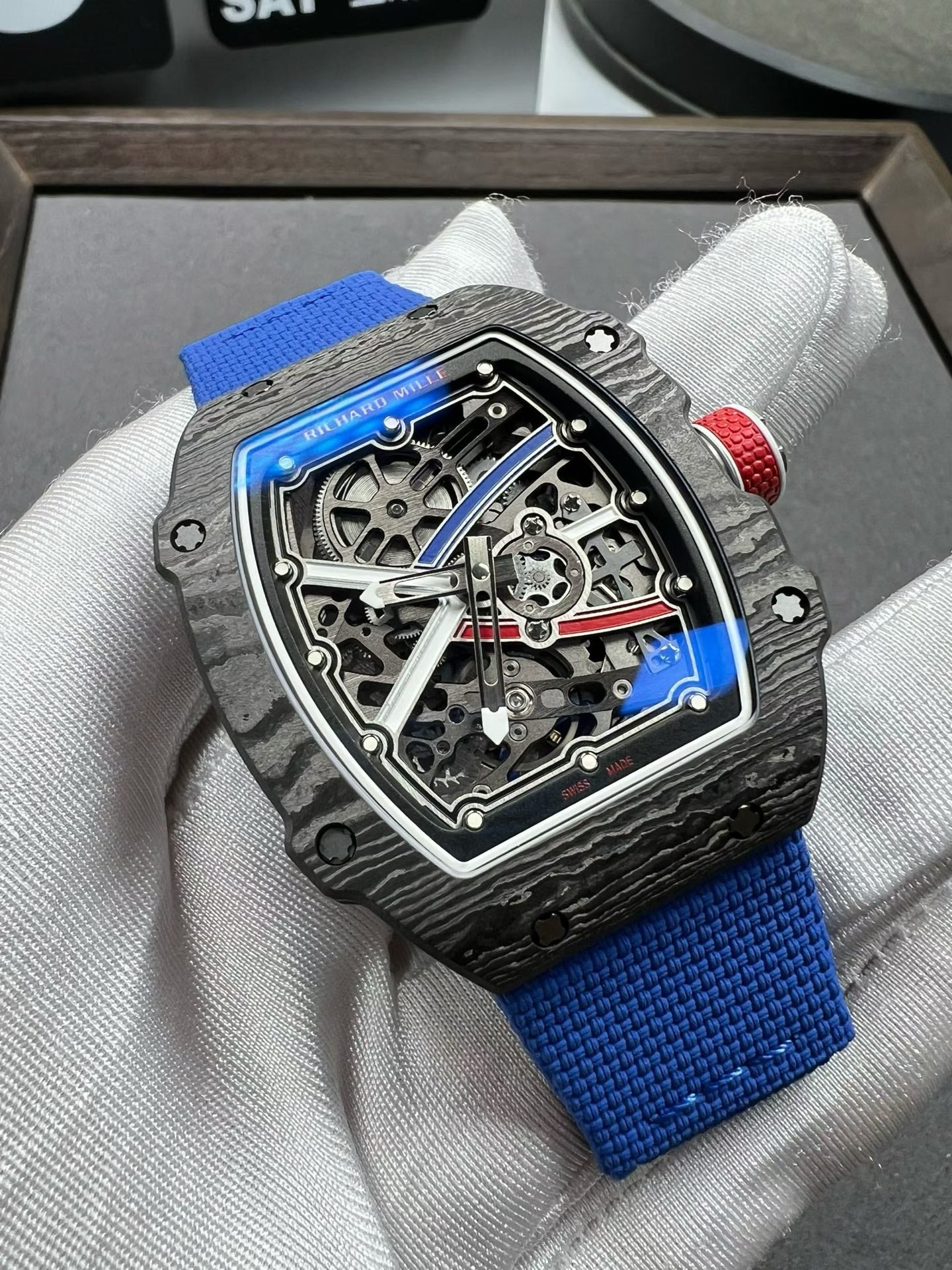 Richard Mille RM 67-02 Sébastien Ogier – Automatic Extra Flat, Carbon TPT Case, Blue Textile Strap