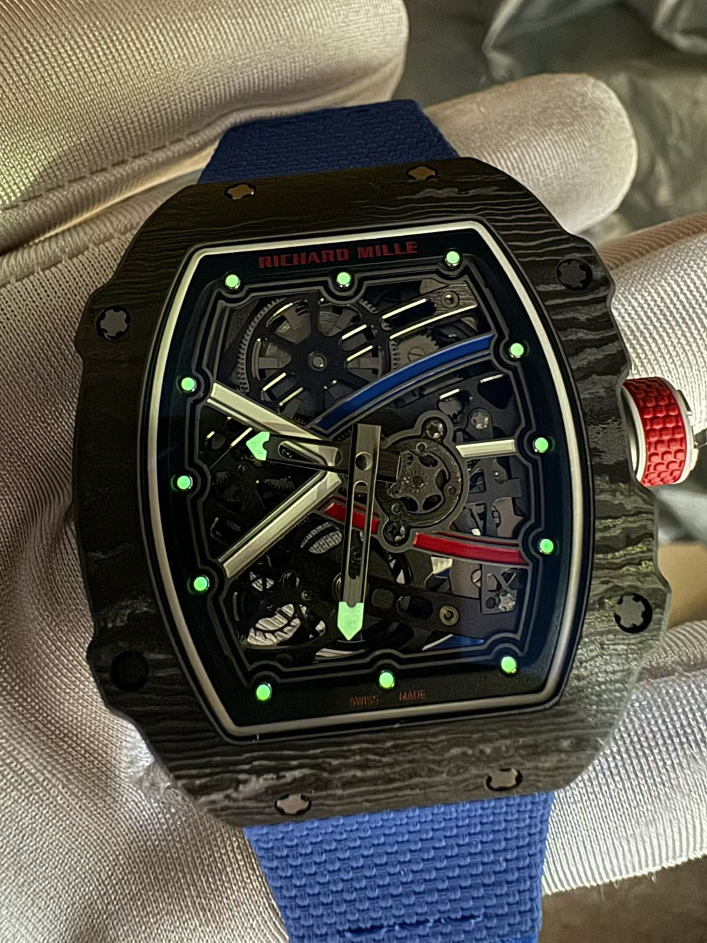 Richard Mille RM 67-02 Sébastien Ogier – Automatic Extra Flat, Carbon TPT Case, Blue Textile Strap