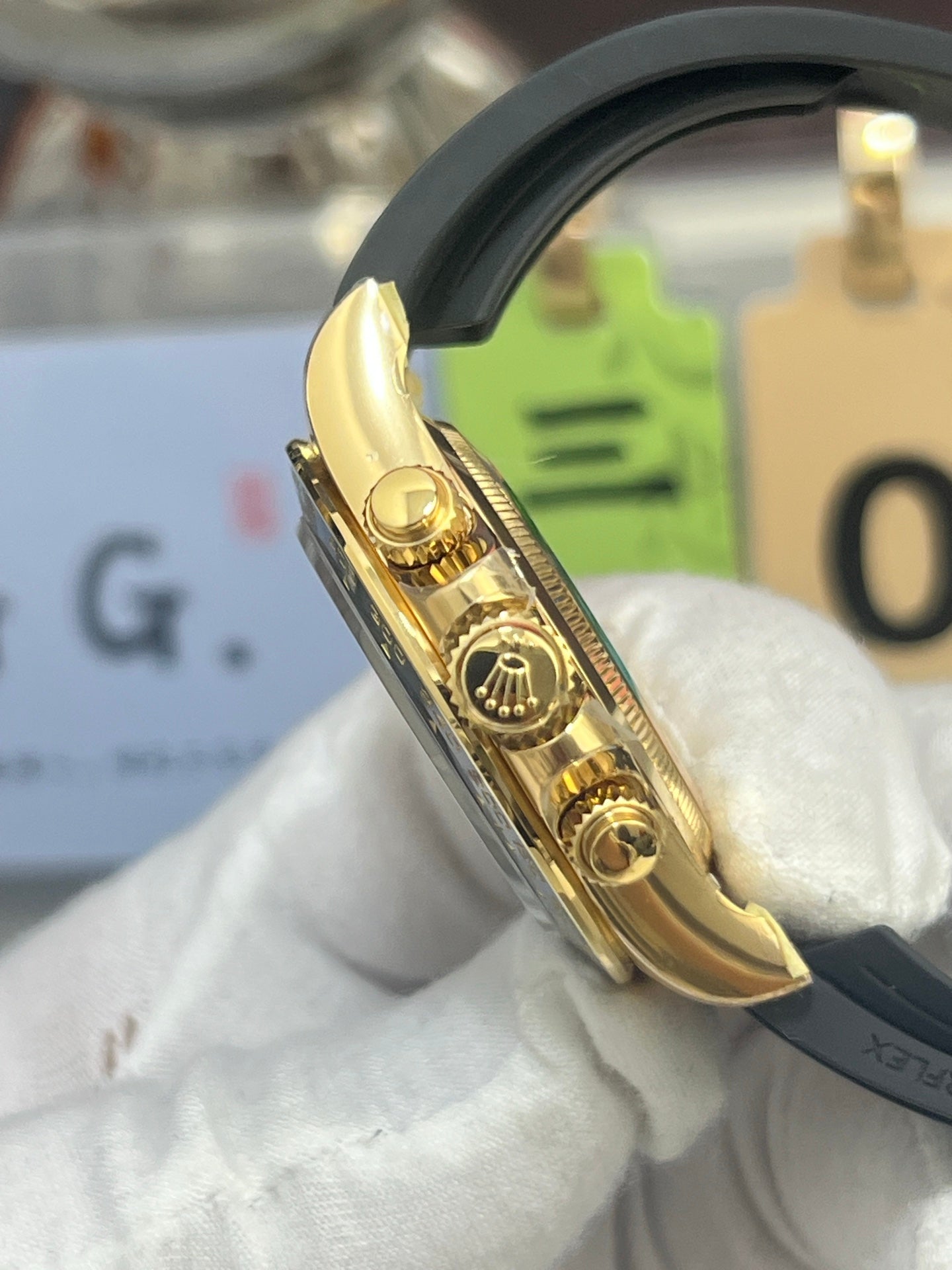 Rolex Daytona Yellow Gold Turquoise Dial Rubber Strap