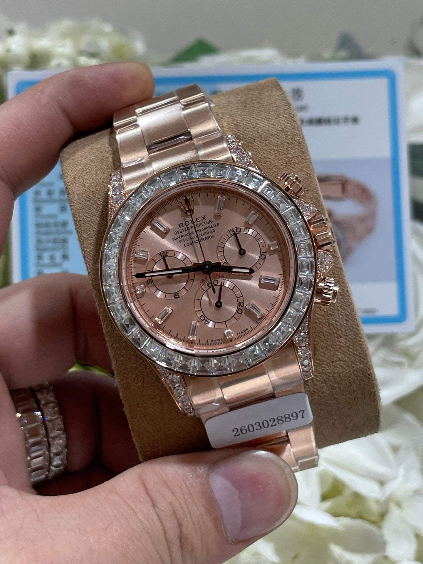 Rolex Daytona 126595TBR Everose Gold Sundust Diamond Bezel