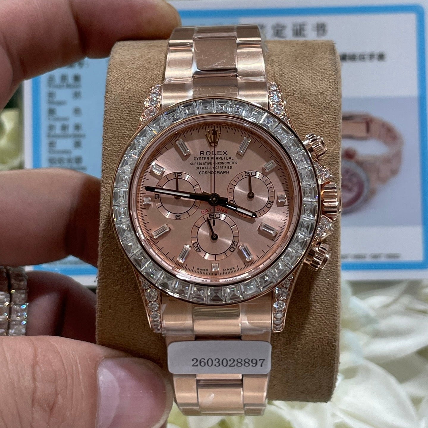 Rolex Daytona 126595TBR Everose Gold Sundust Diamond Bezel