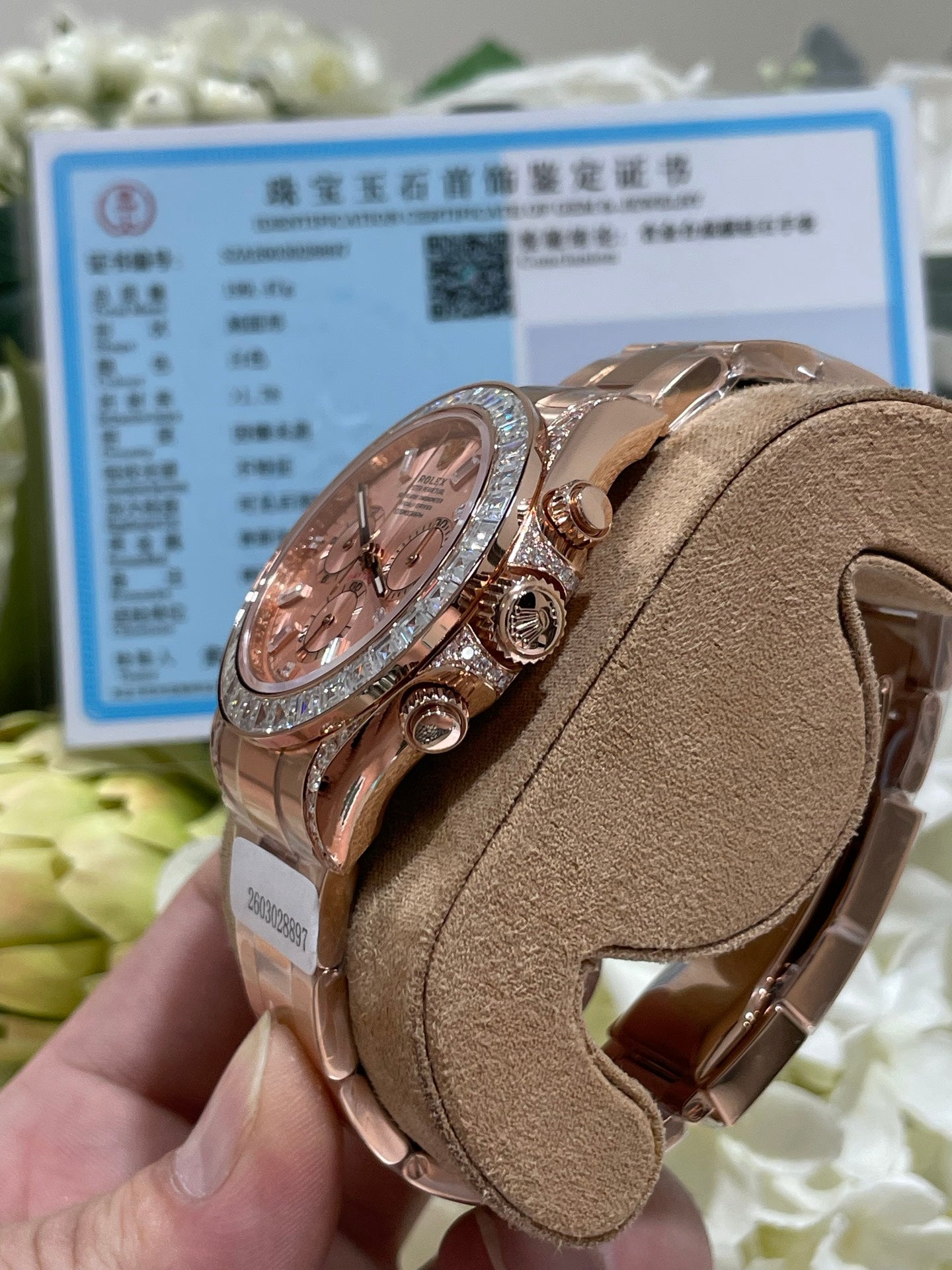 Rolex Daytona 126595TBR Everose Gold Sundust Diamond Bezel