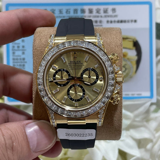 Rolex Daytona Yellow Gold Diamond Bezel Oysterflex