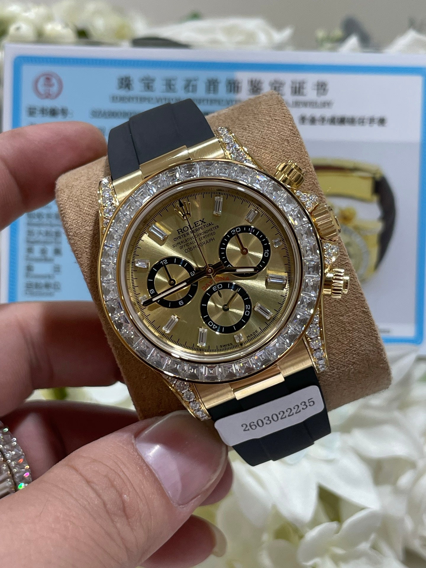 Rolex Daytona Yellow Gold Diamond Bezel Oysterflex