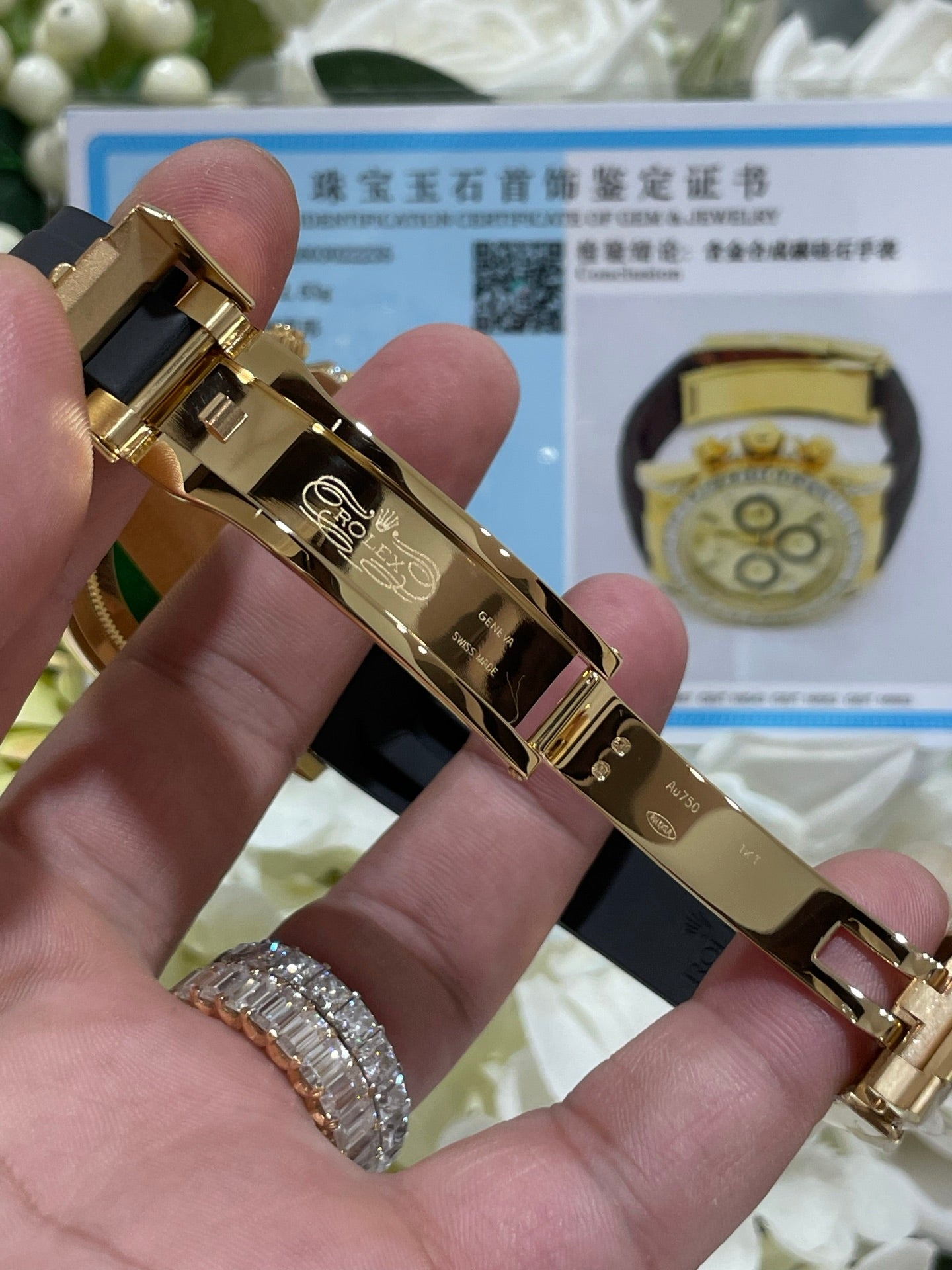 Rolex Daytona Yellow Gold Diamond Bezel Oysterflex