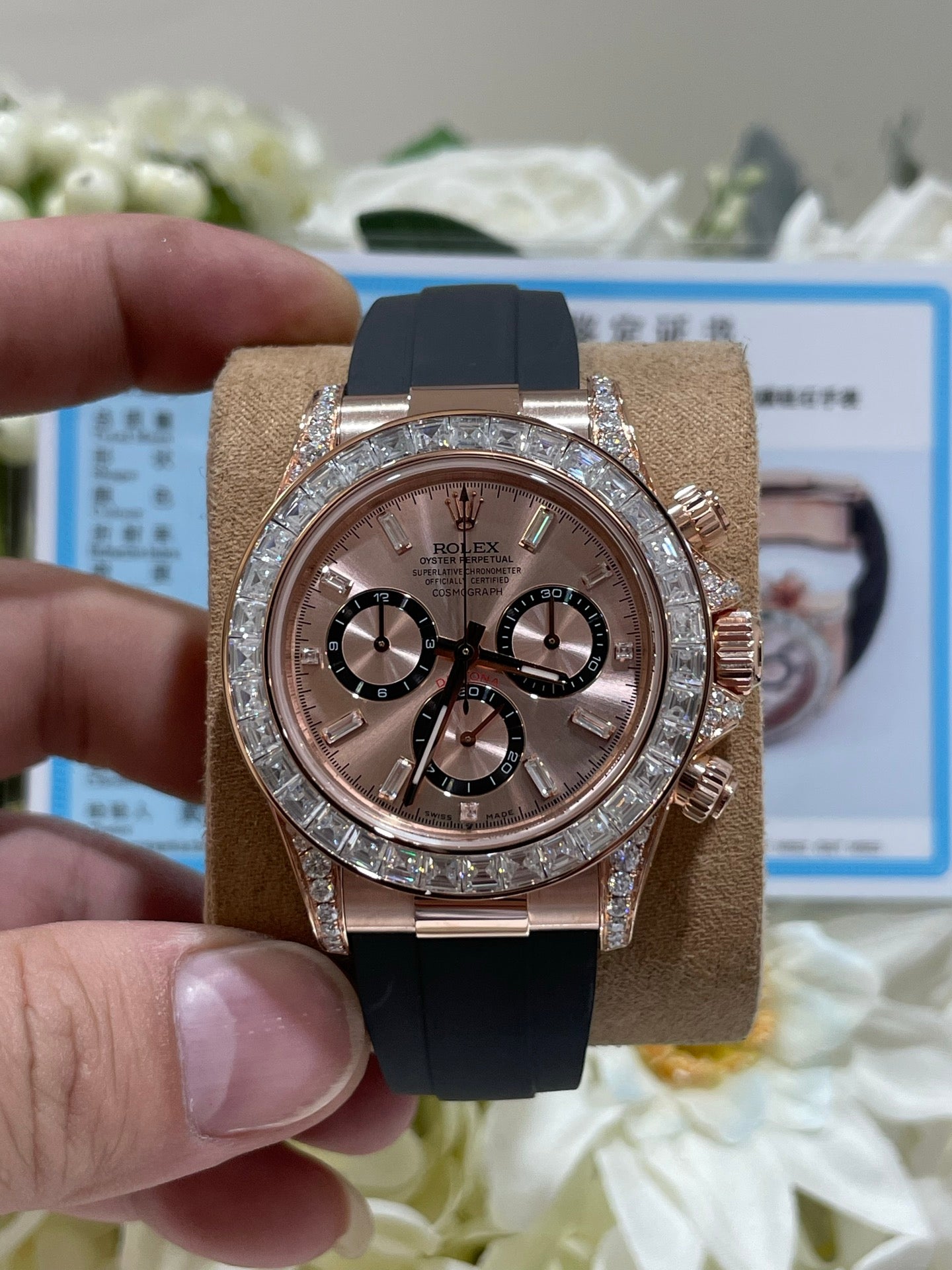 Rolex Daytona Everose Gold Sundust Diamond Oysterflex