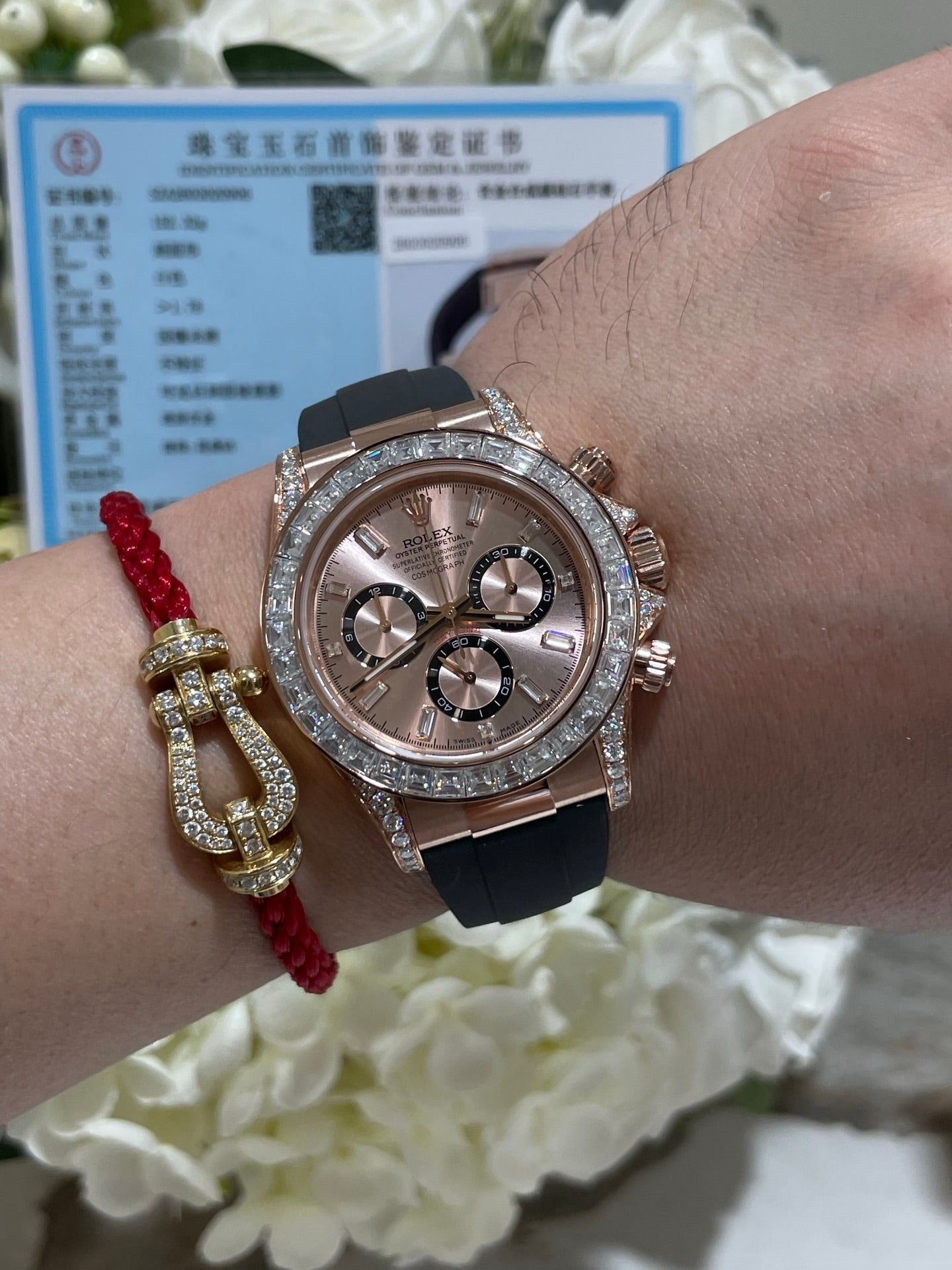 Rolex Daytona Everose Gold Sundust Diamond Oysterflex