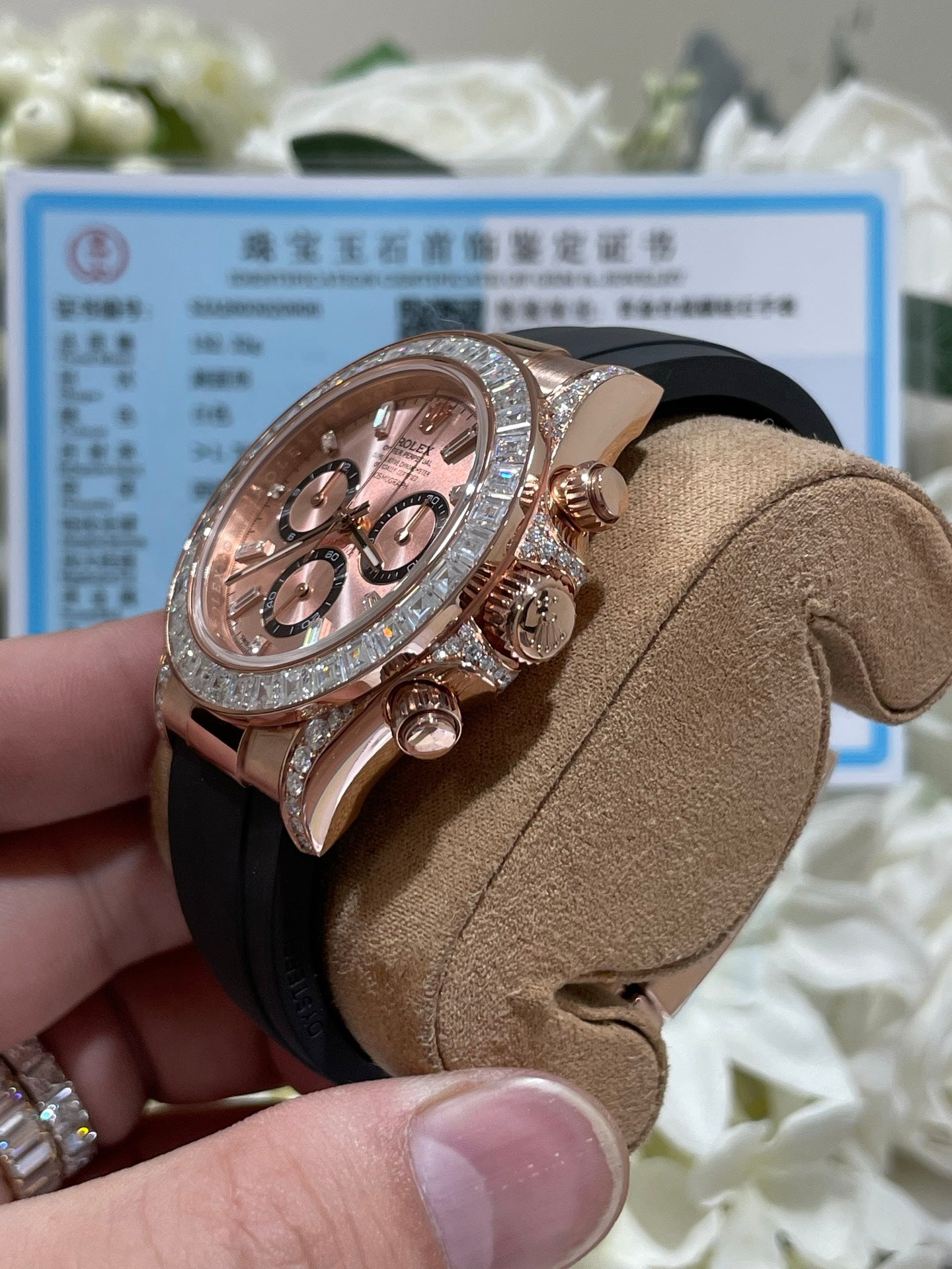 Rolex Daytona Everose Gold Sundust Diamond Oysterflex