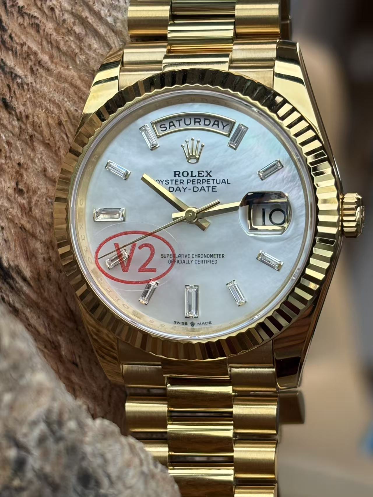Rolex Day-Date Yellow Gold Mother-of-Pearl Diamond Dial