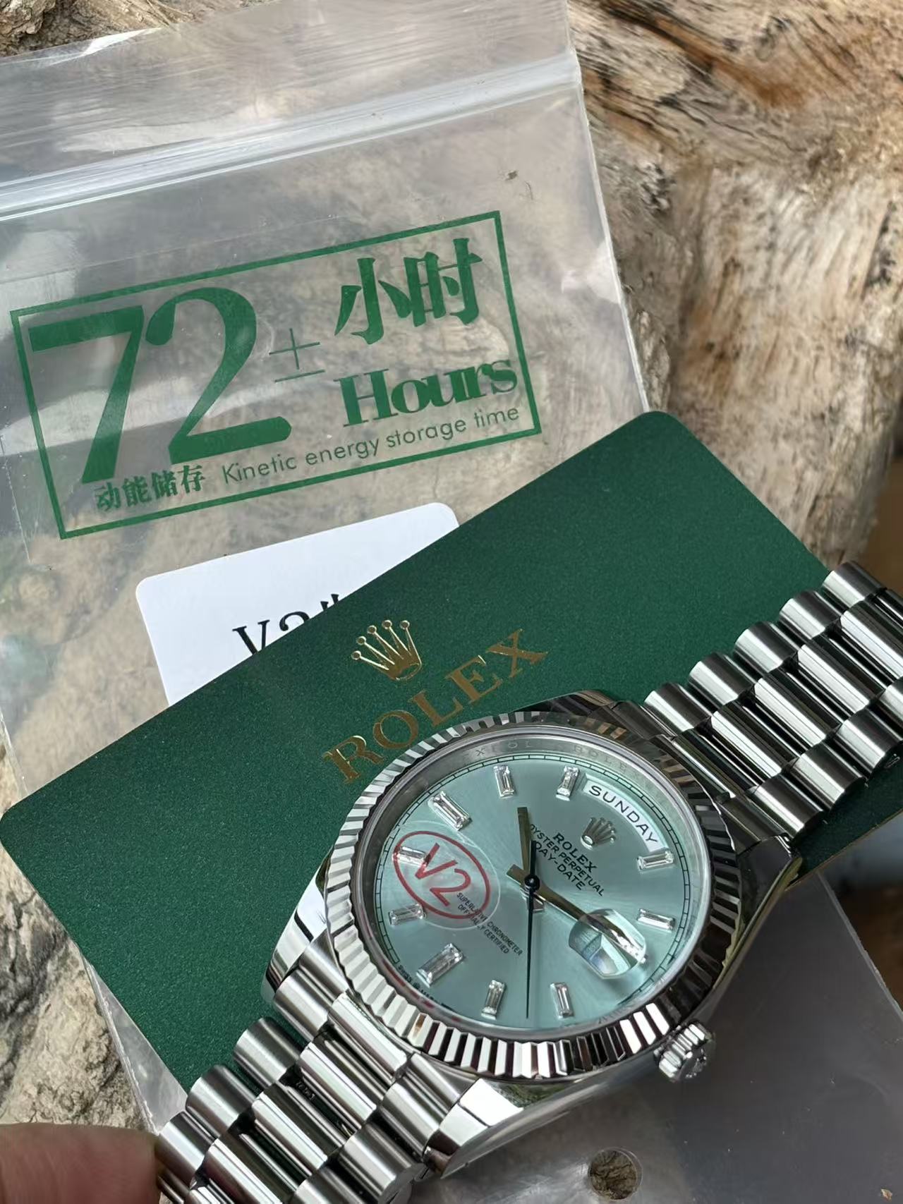 Rolex Day-Date Platinum Ice Blue Fluted Bezel Watch