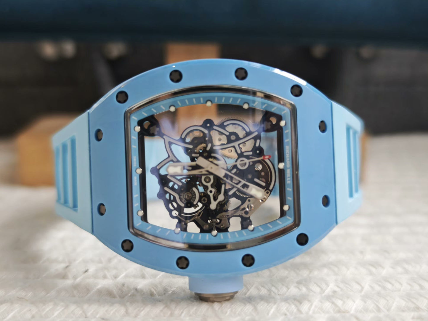 Richard Mille RM 055 Skeleton Blue Strap Watch
