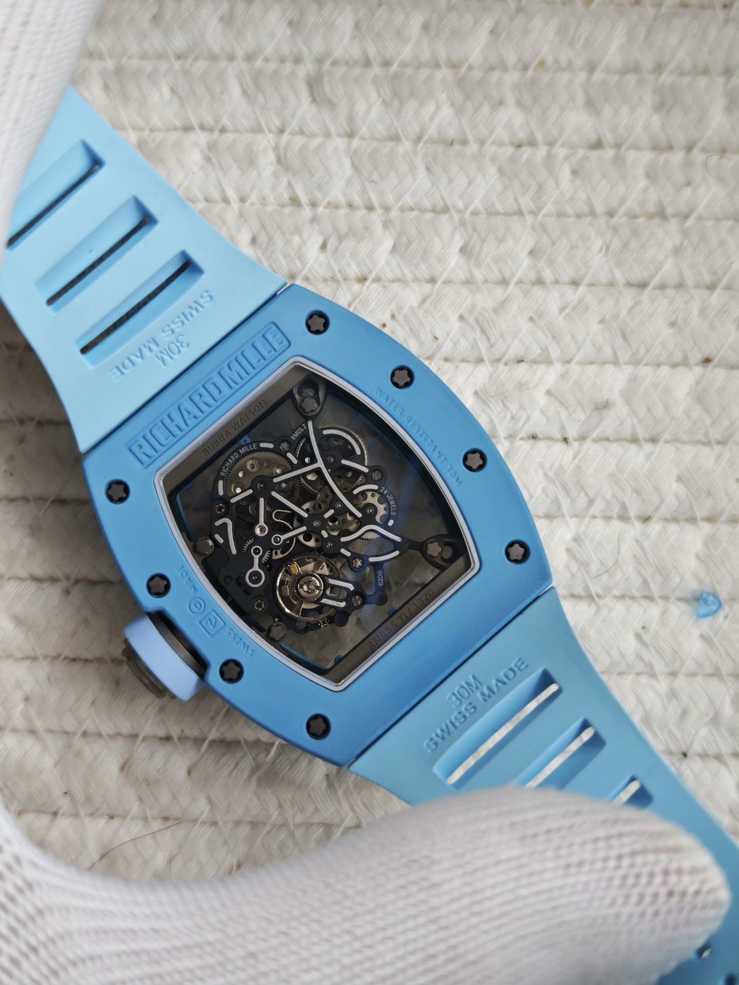 Richard Mille RM 055 Skeleton Blue Strap Watch