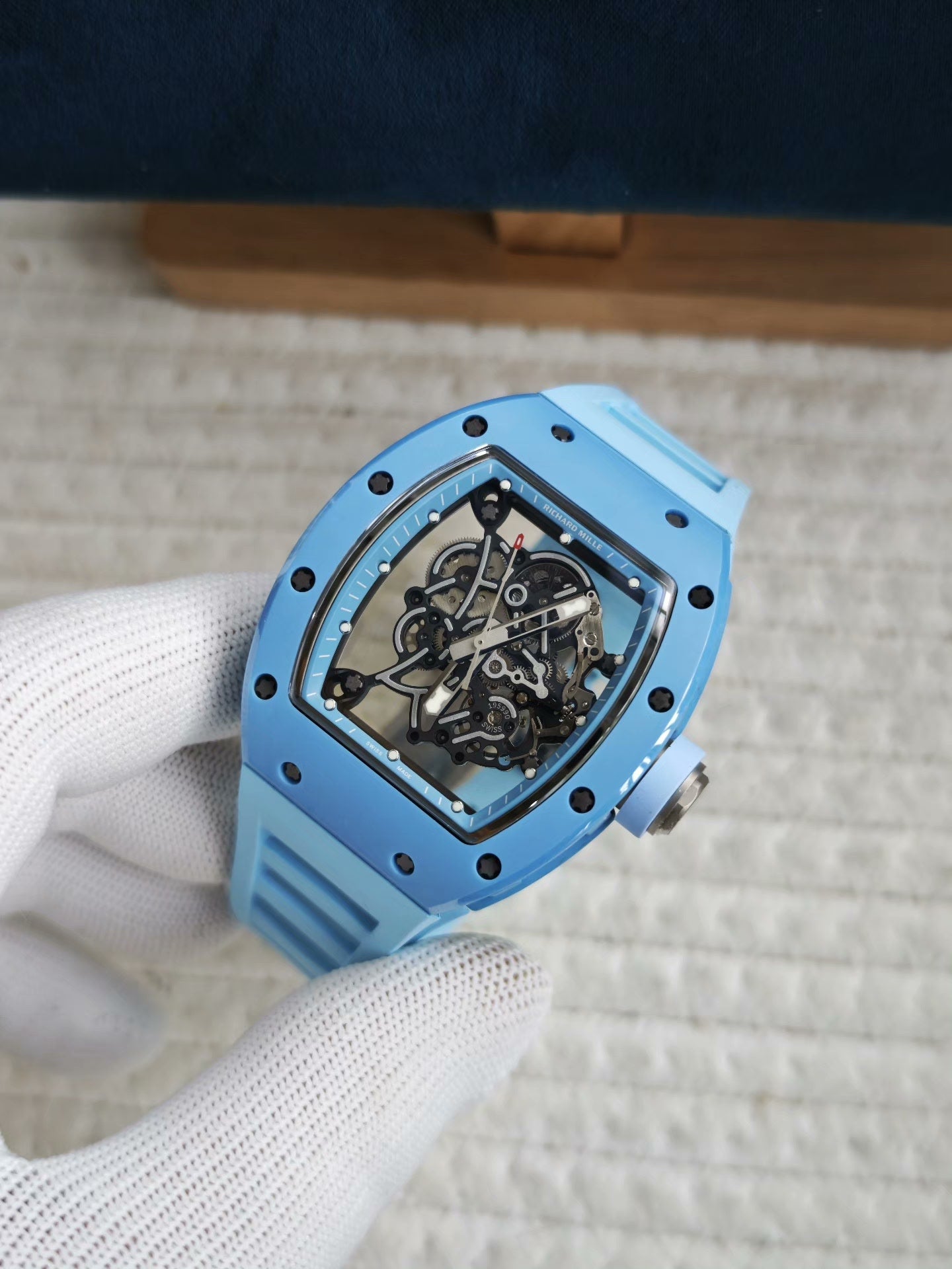 Richard Mille RM 055 Skeleton Blue Strap Watch
