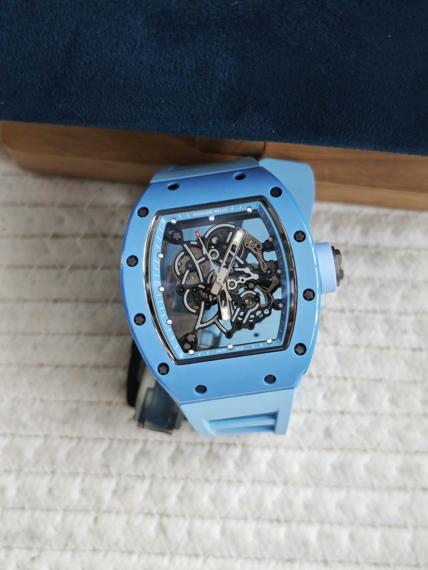 Richard Mille RM 055 Skeleton Blue Strap Watch