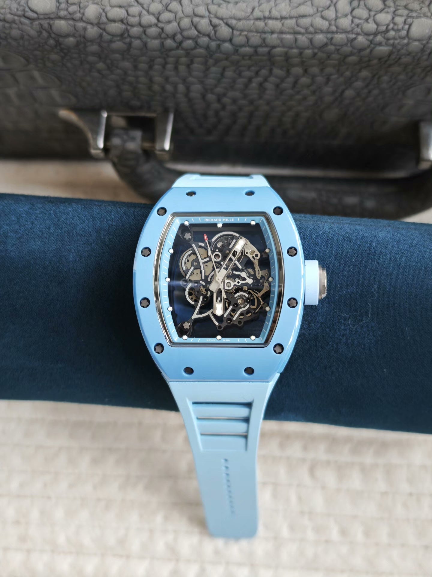 Richard Mille RM 055 Skeleton Blue Strap Watch