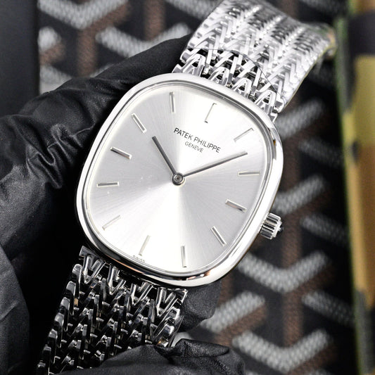 Patek Philippe Golden Ellipse Silver Chain Bracelet Watch