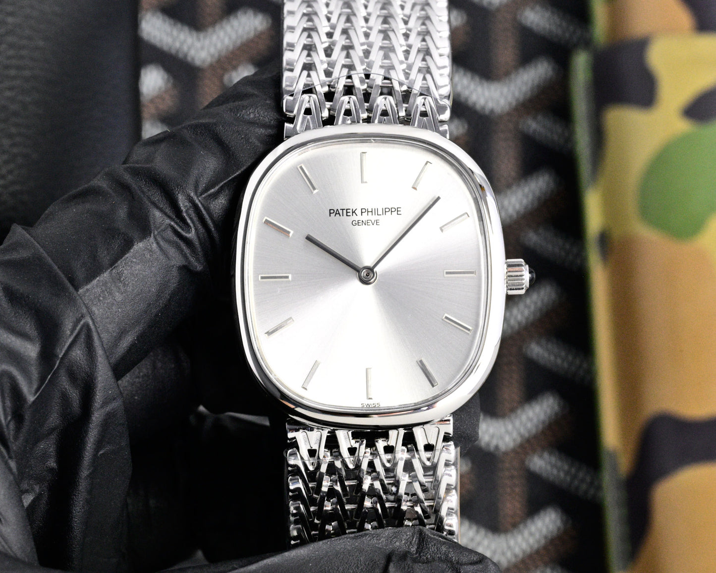 Patek Philippe Golden Ellipse Silver Chain Bracelet Watch