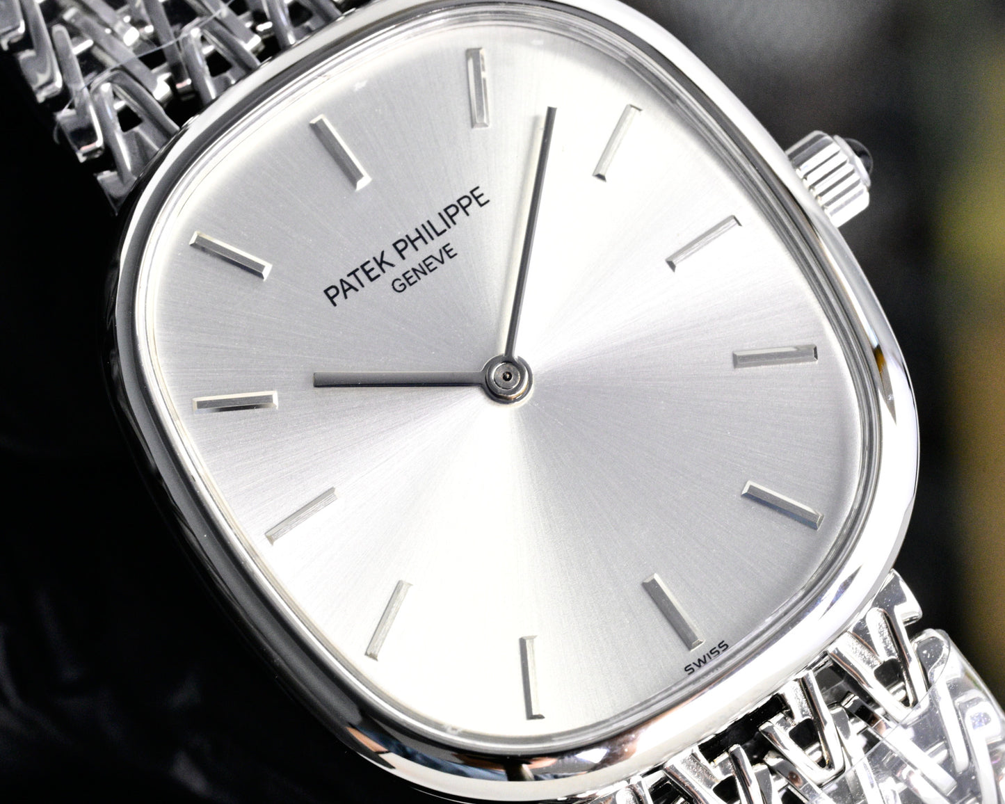 Patek Philippe Golden Ellipse Silver Chain Bracelet Watch